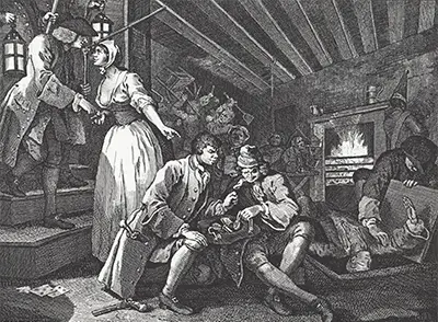 The Idle 'Prentice betrayed (by his Whore), and taken in a Night-Cellar with his Accomplice William Hogarth